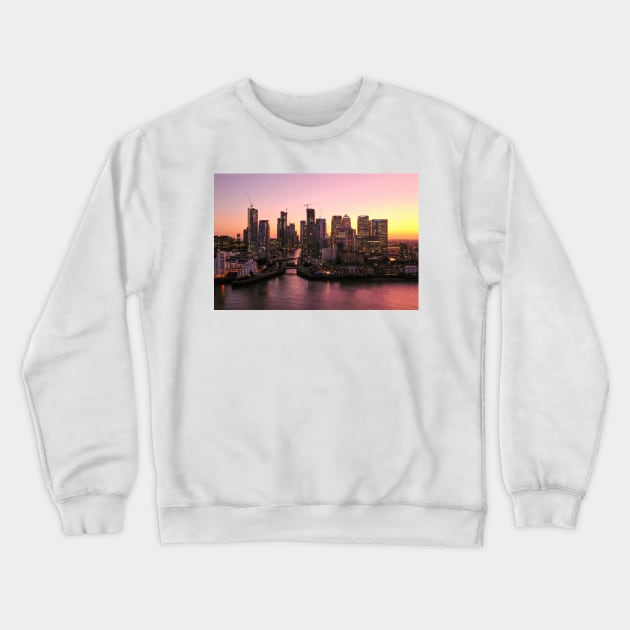 London Canary Wharf Sunset Crewneck Sweatshirt by OctoVision